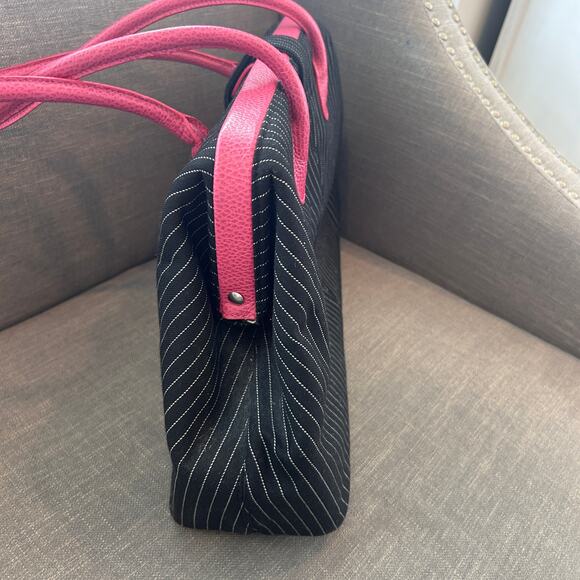 World According to Jess Black, White and Pink Large Top Handle Shoulder Bag - Picture 7 of 7